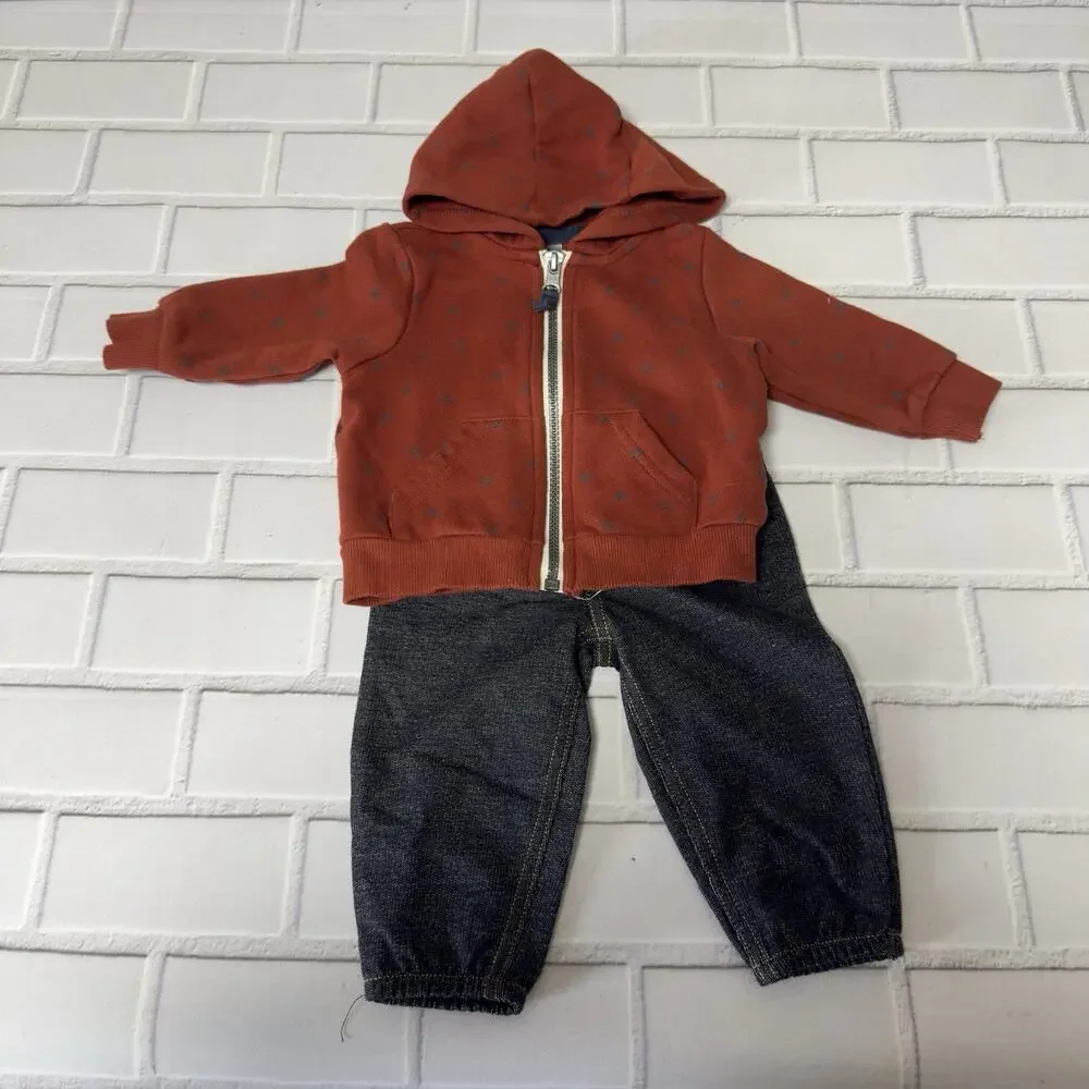 Carter's Baby Boys 2 Piece Print Hoodie & Jogger Pants Set 6 Months